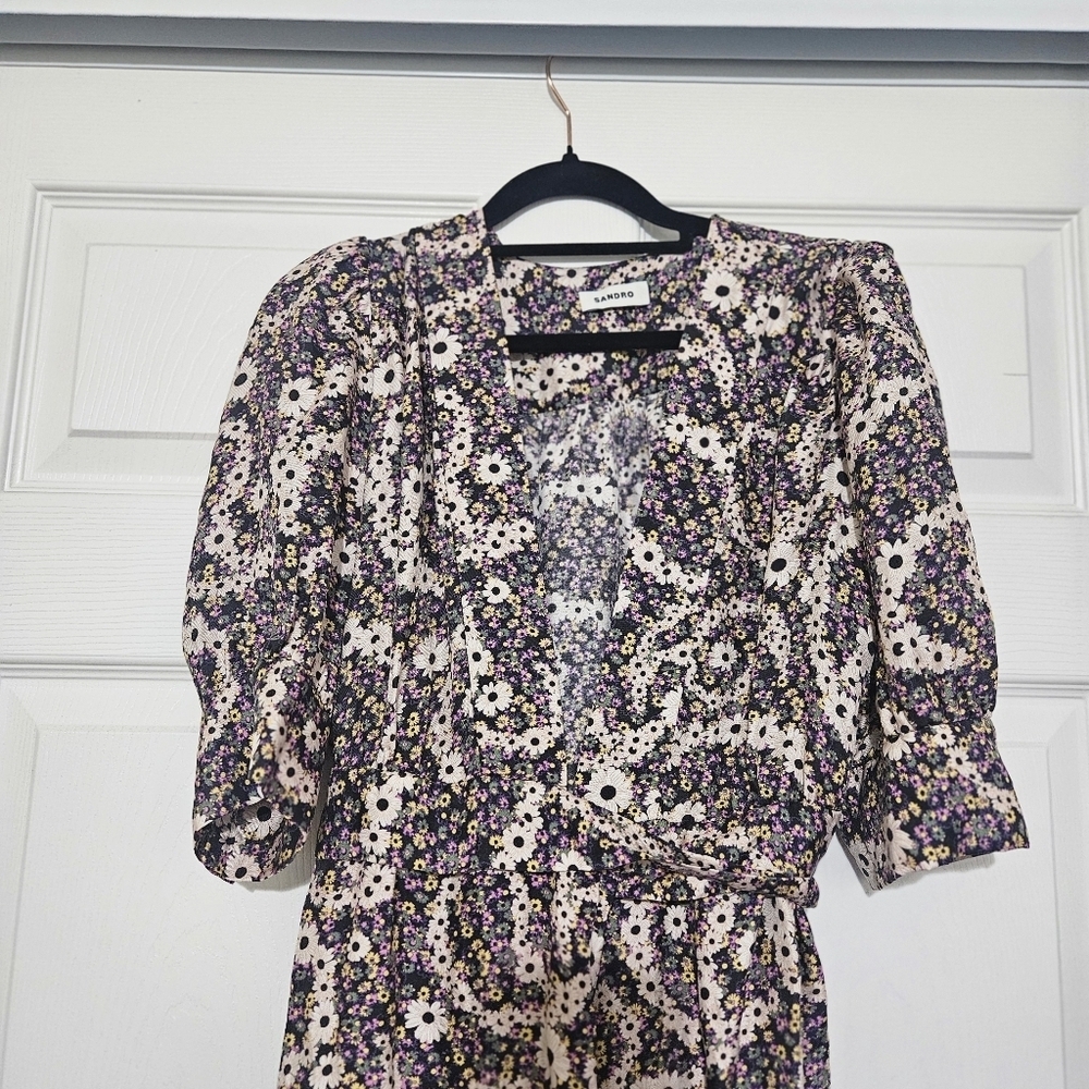 Sandro Floral Midi Wrap Dress - Picture 9 of 12